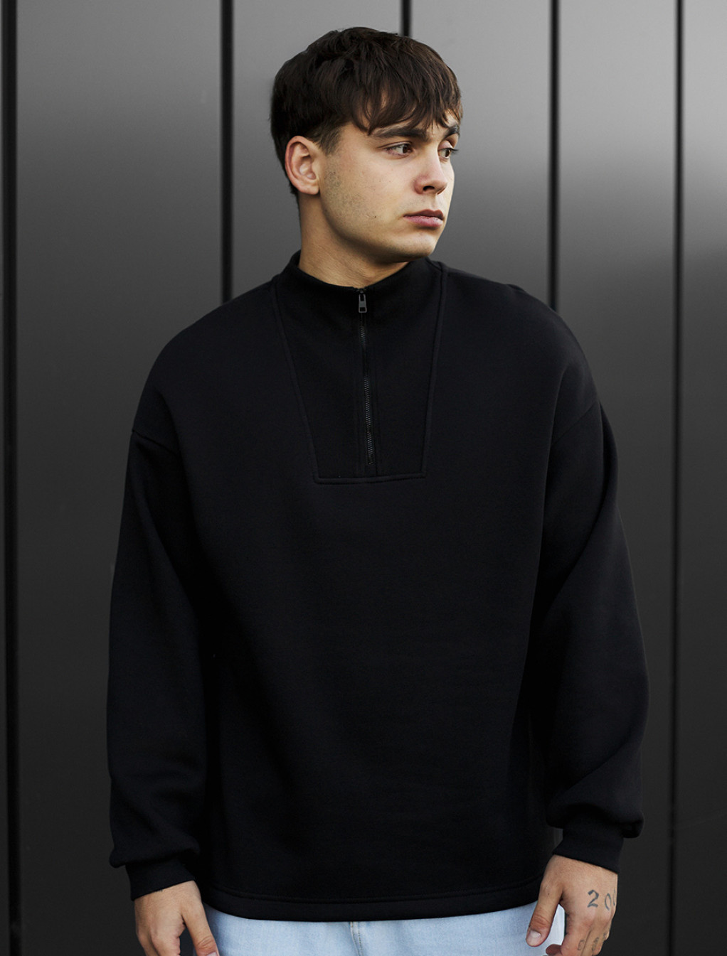Bluză de trening Staff black zip oversize fleece