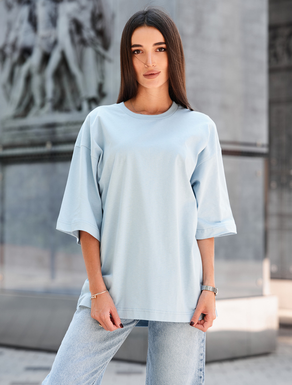 Tricou de damă Staff ri light blue oversize