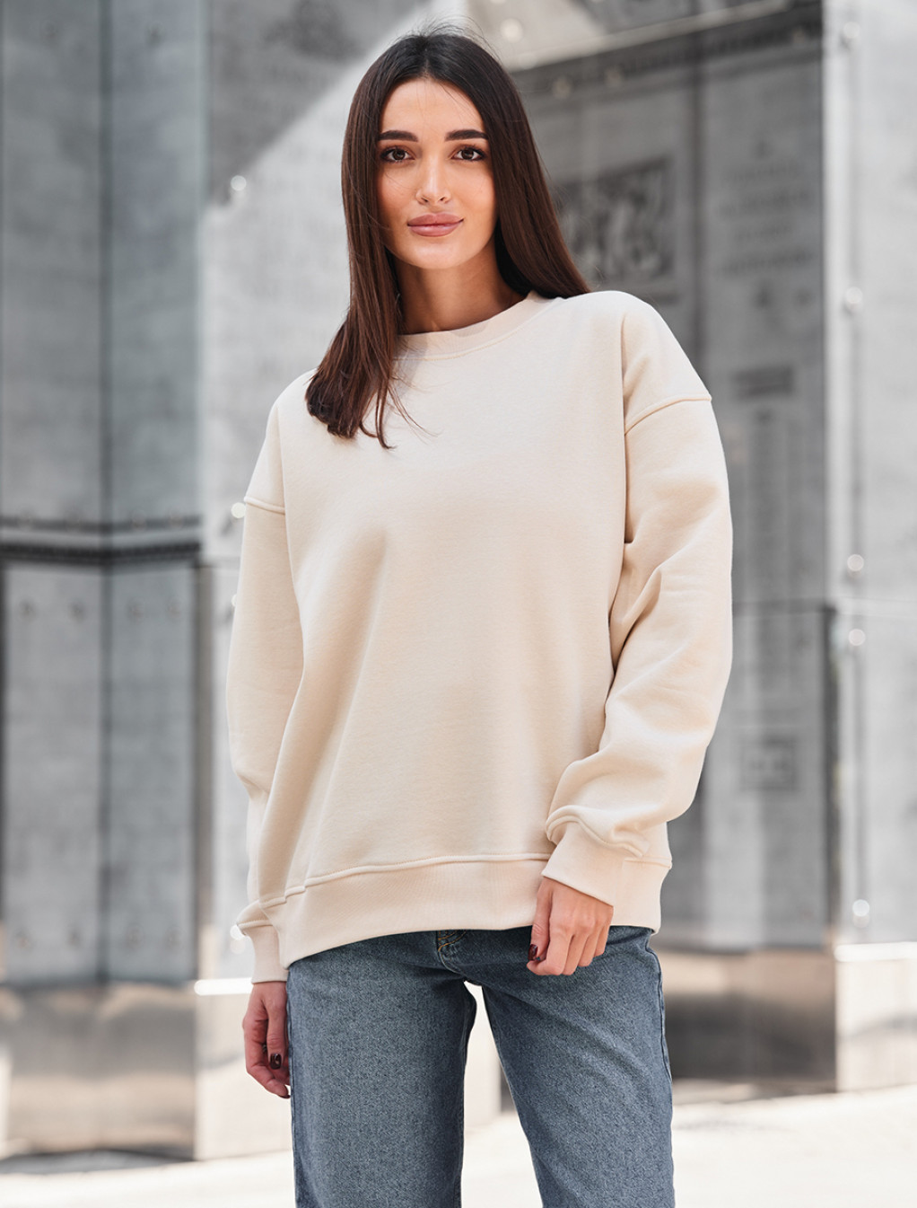 Bluză de trening de damă Staff milk oversize fleece