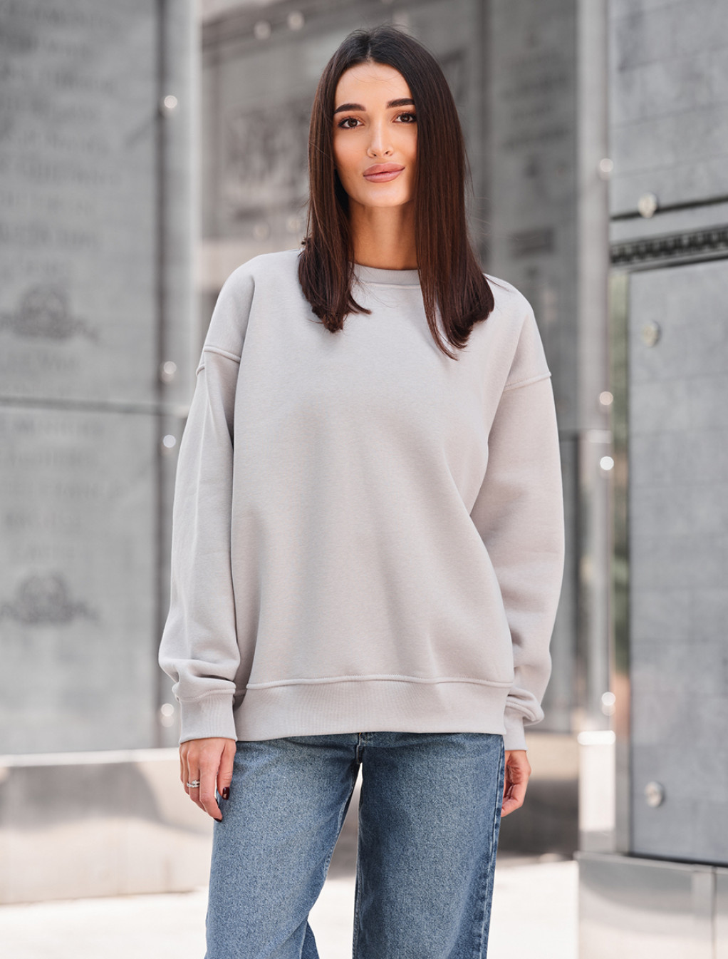 Bluză de trening de damă Staff light gray oversize fleece