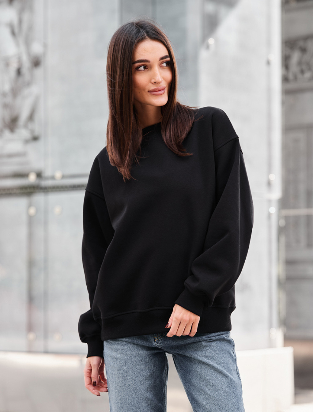 Bluză de trening de damă Staff black oversize fleece