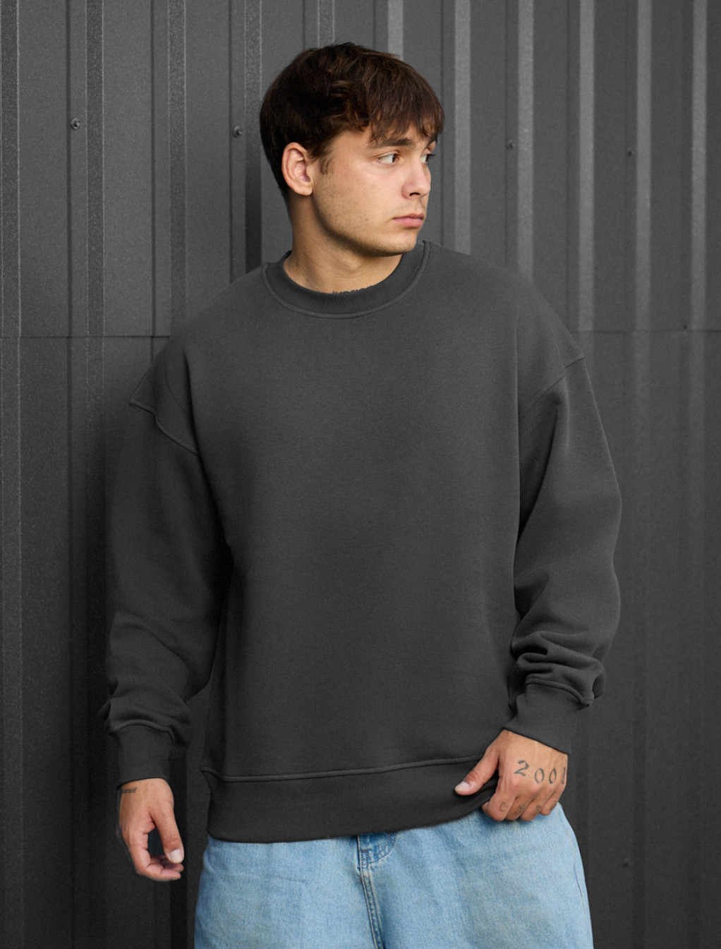 Bluză de trening Staff dark gray oversize fleece