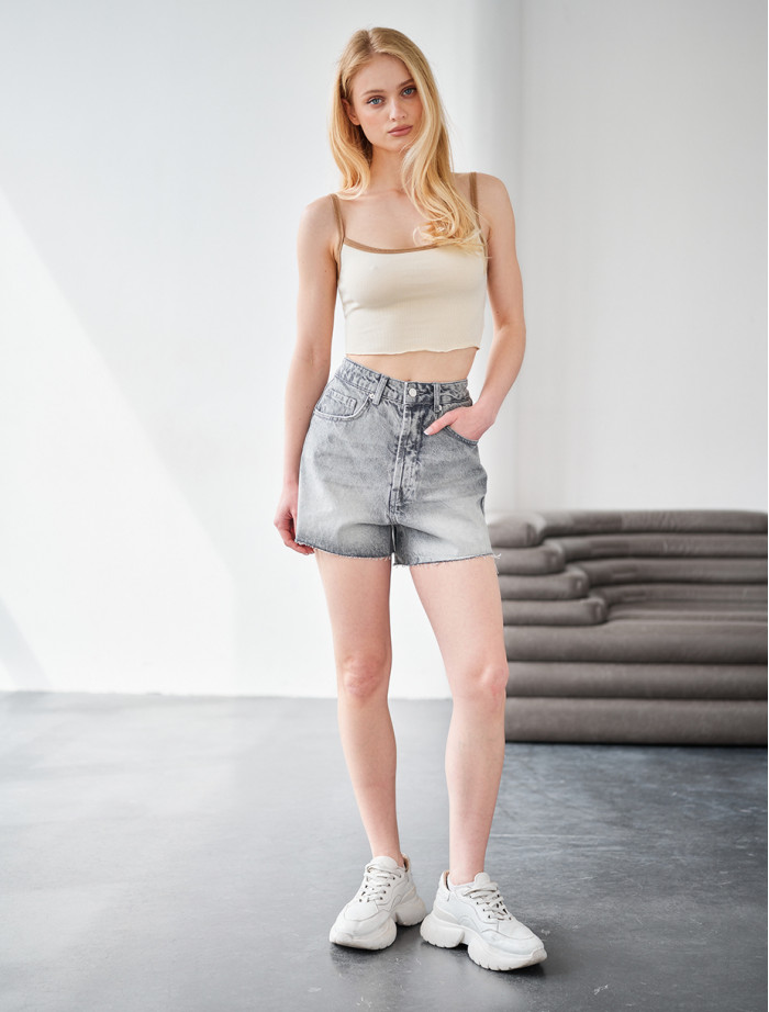 Pantaloni scurți din denim de damă Staff 20 gray