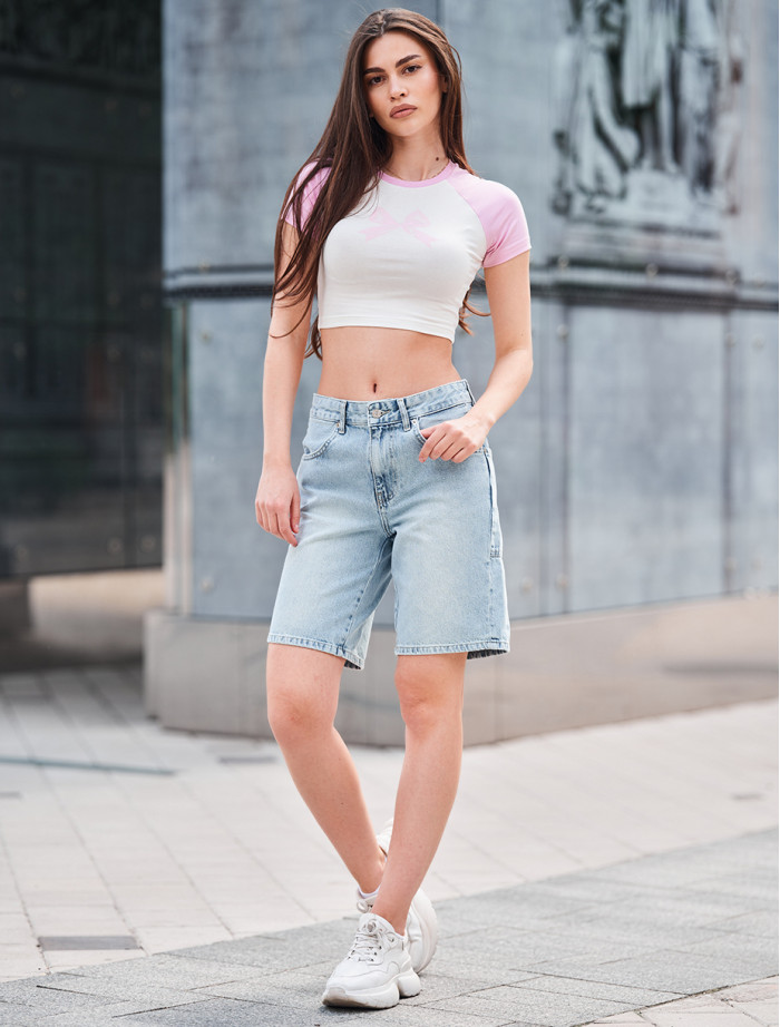 Pantaloni scurți din denim de damă Staff 21 light blue