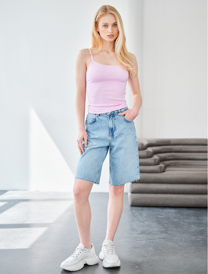 Pantaloni scurți din denim de damă Staff 17 light blue2