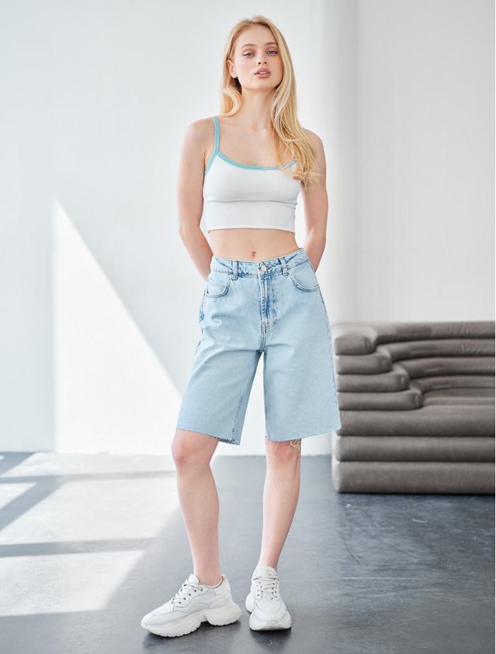 Pantaloni scurți din denim de damă Staff 17 light blue