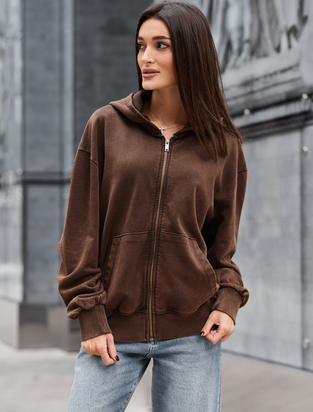Hanorac de damă Staff de brown oversize