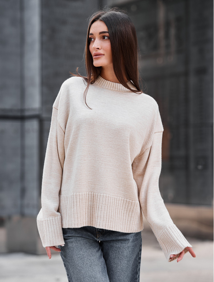 Pulover de damă Staff oli light beige oversize