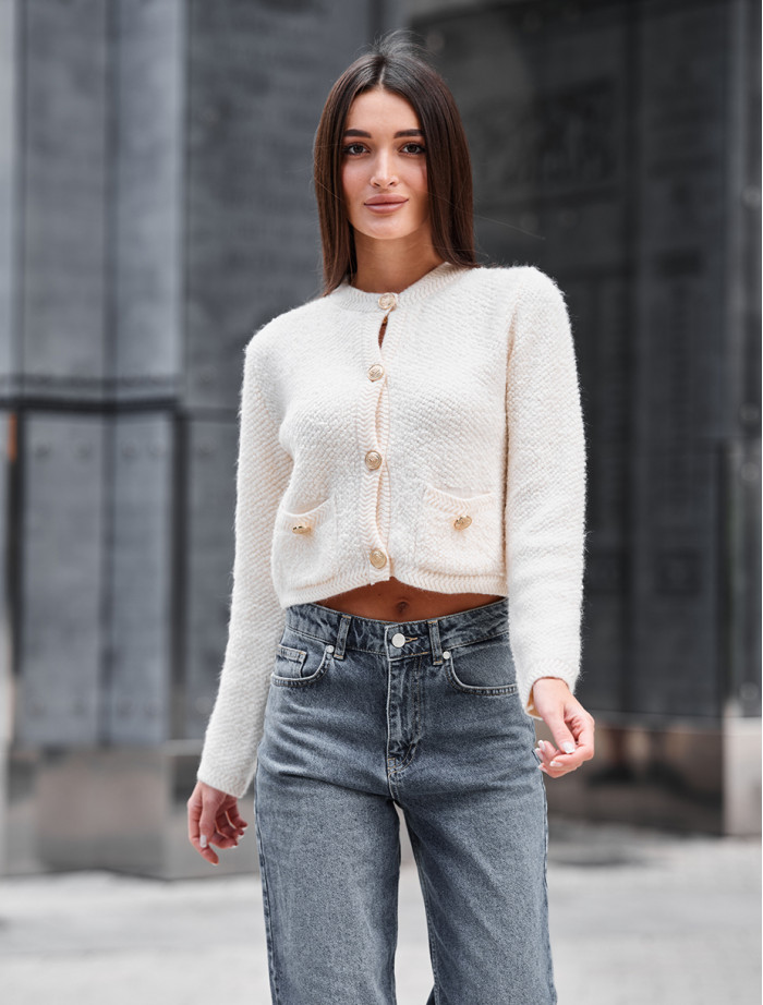 Cardigan tricotat de damă Staff ali milk