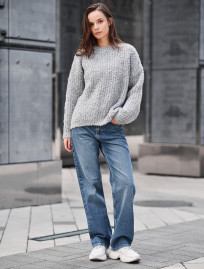 Pulover tricotat de damă Staff gi light gray oversize