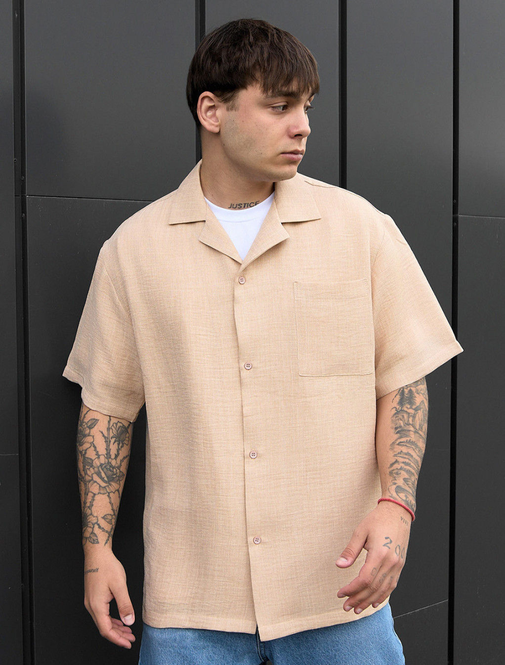 Cămașă Staff mai beige oversize