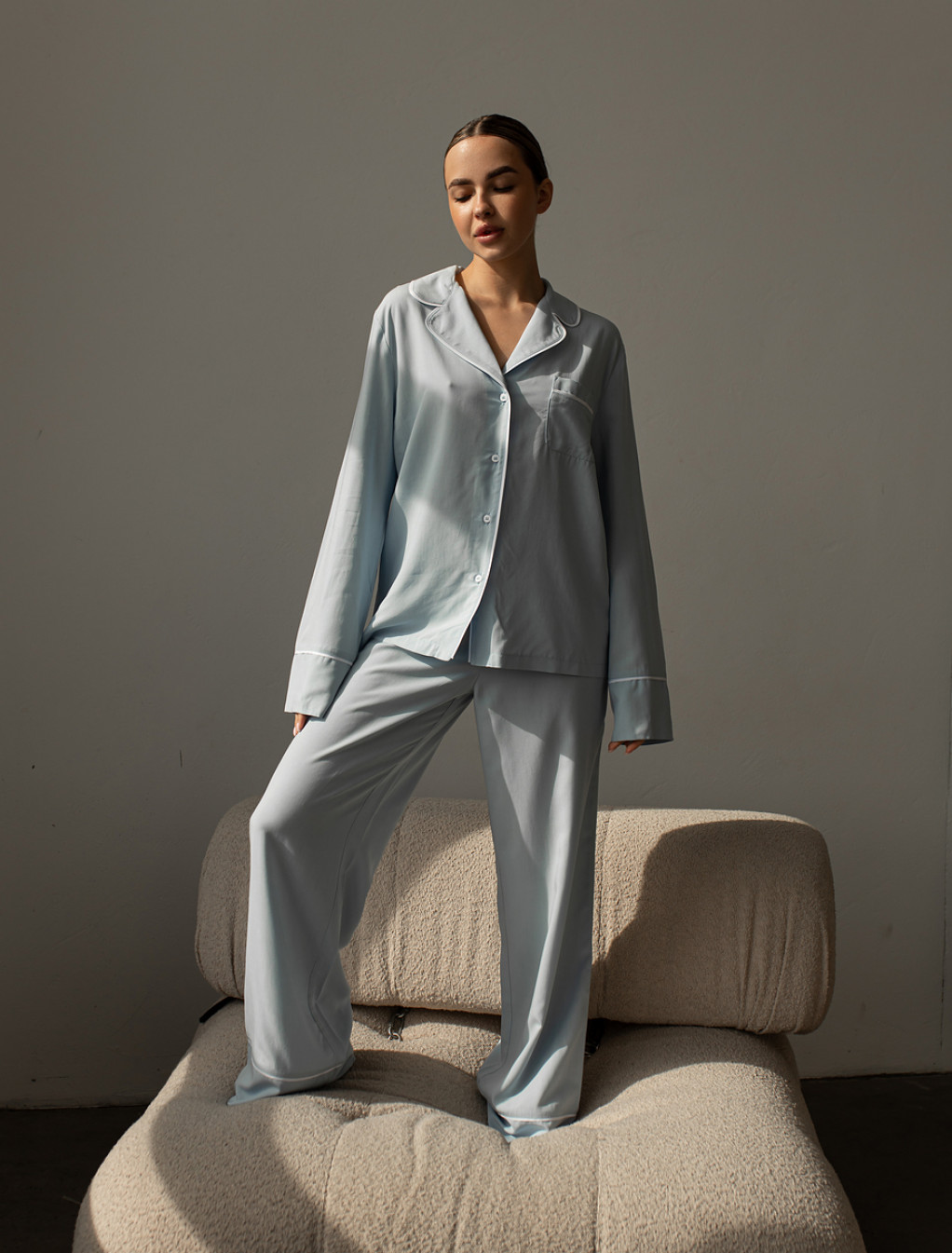 Pijamale de damă Staff vis light blue