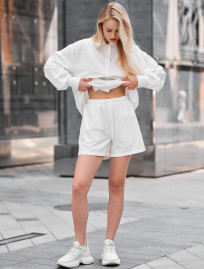 Set de vară de damă cămașă + pantaloni scurți Staff bil white