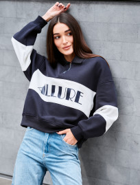 Bluză de damă Staff mok navy & white oversize fleece