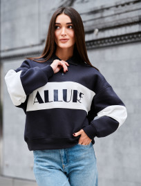 Bluză de damă Staff mok navy & white oversize fleece