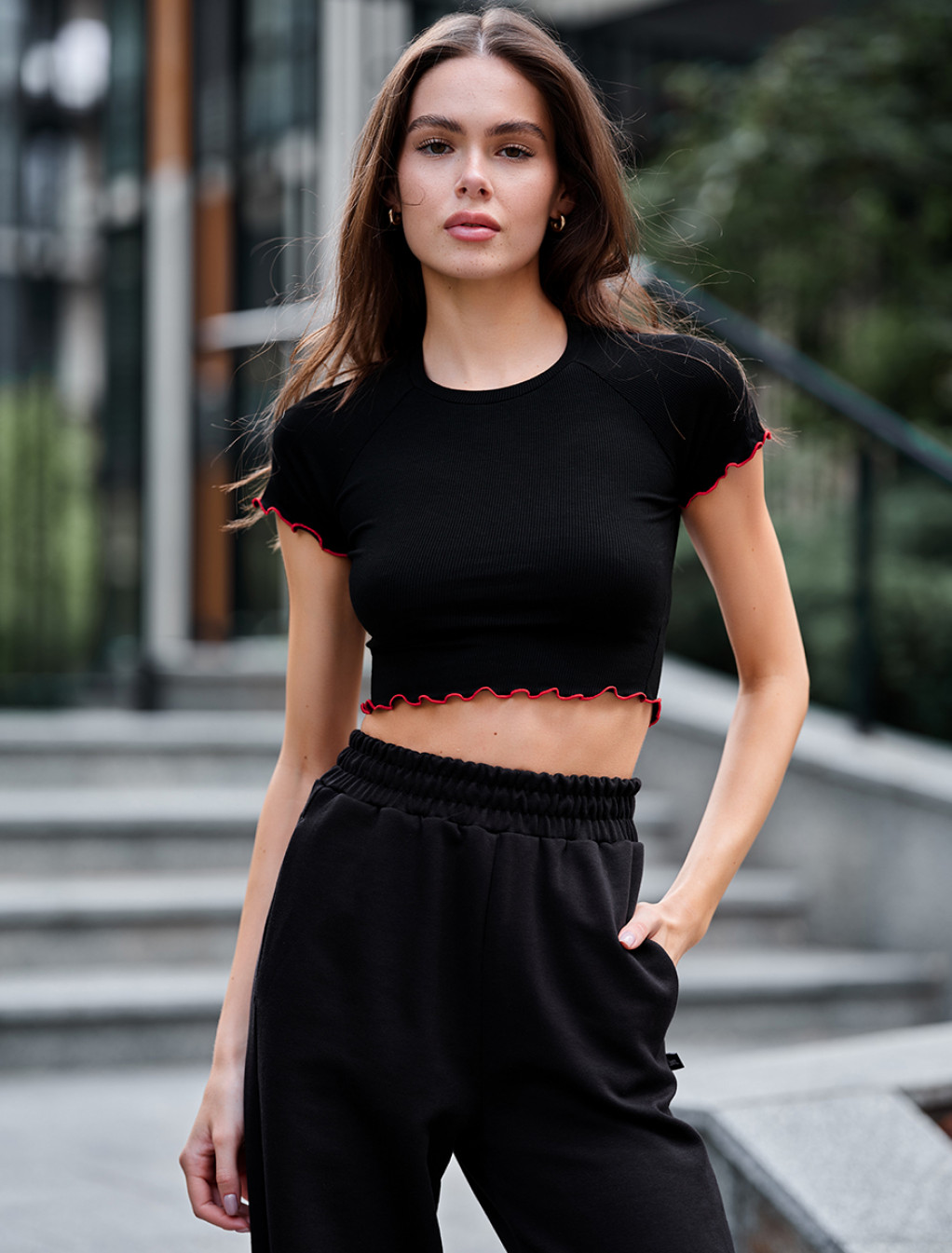Top de damă Staff ma black & red