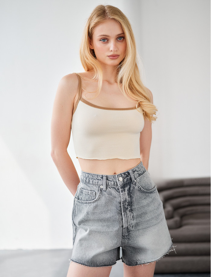 Top de damă Staff wa beige & brown