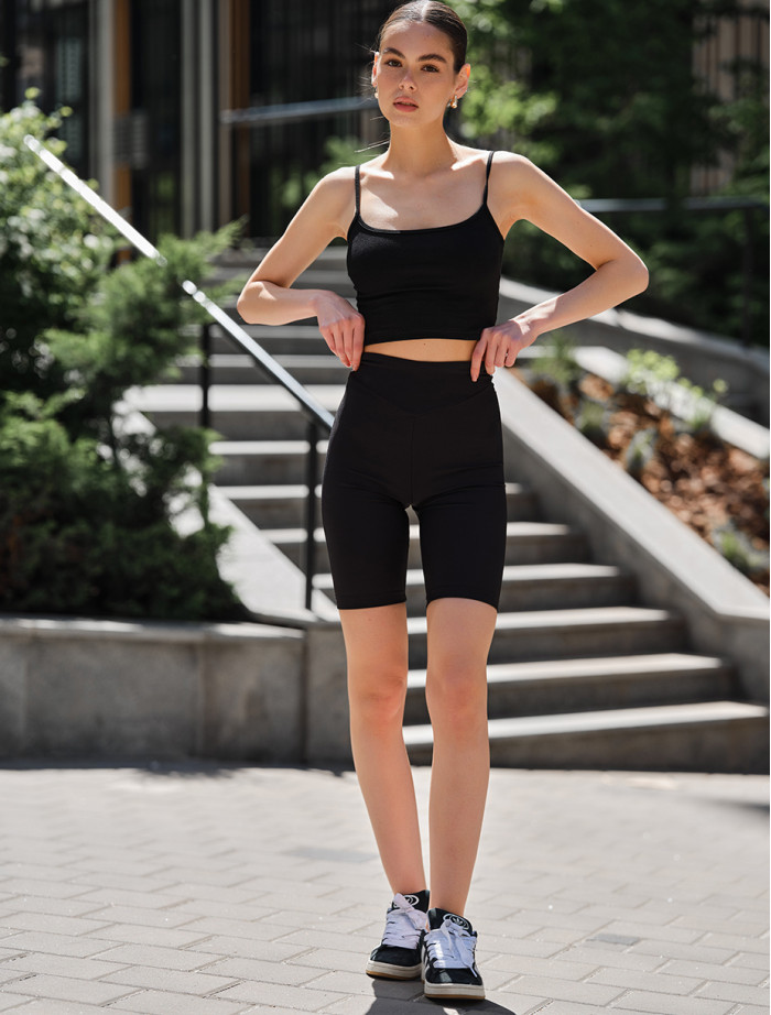 Pantaloni scurți de ciclism de damă Staff mu black