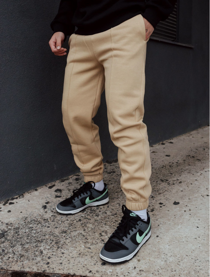 Pantaloni de trening Staff pa beige fleece