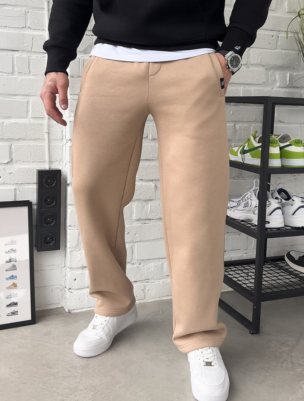 Pantaloni de trening Staff jog beige fleece