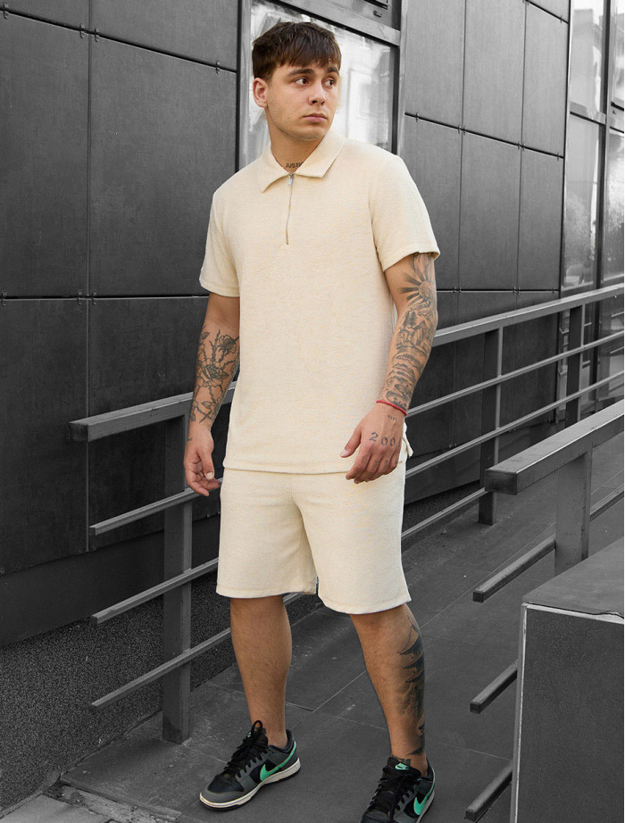 Set de vară tricou + pantaloni scurți Staff ch milk