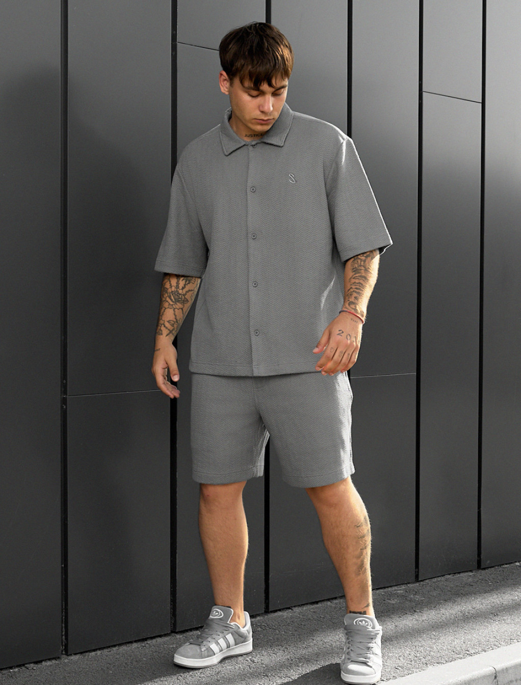 Set cămașă de vară + pantaloni scurți Staff of gray