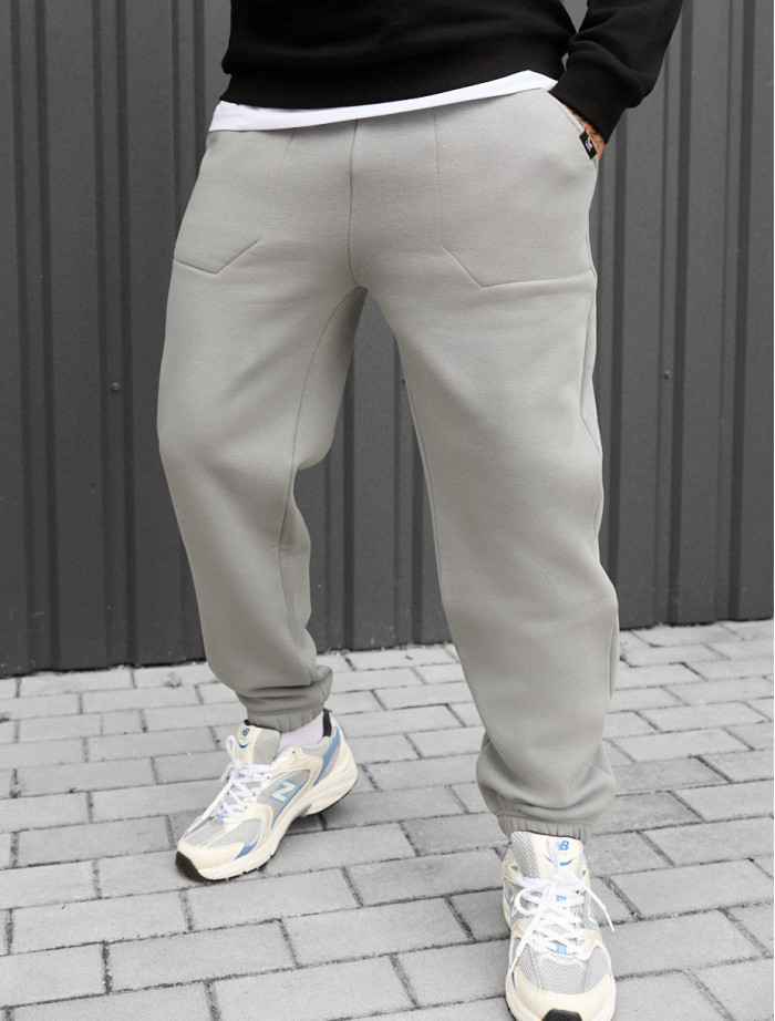 Pantaloni de trening Staff light gray fleece