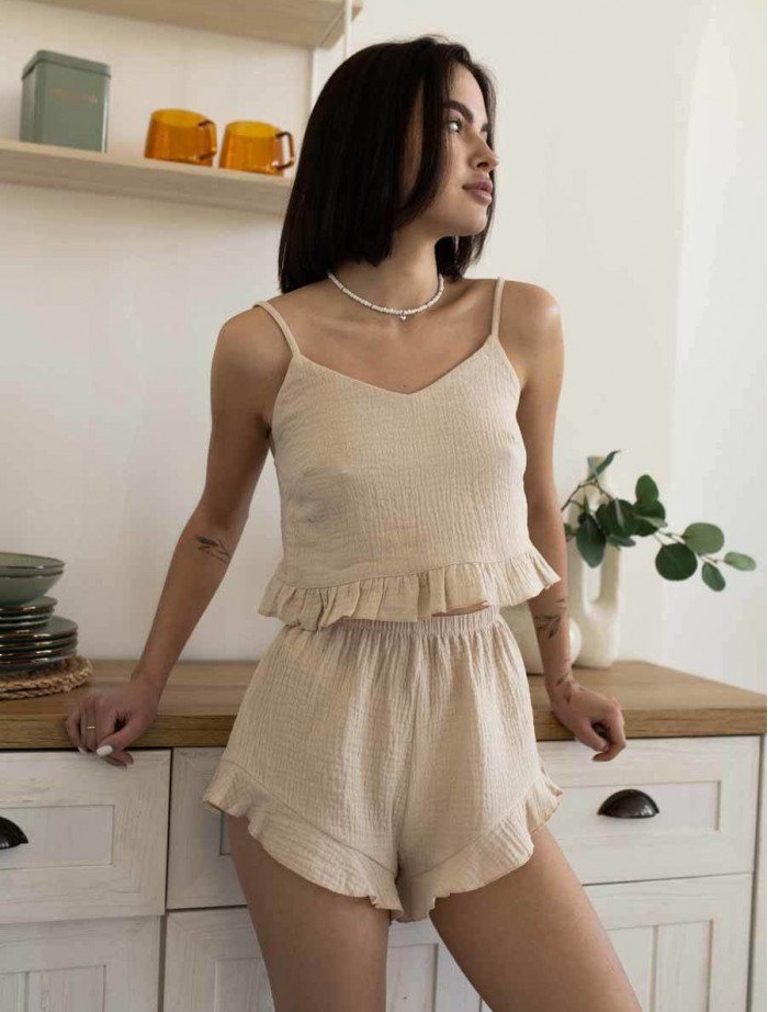 Pijamale de damă Staff eu beige