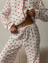 Pijamale de damă Staff am hearts red
