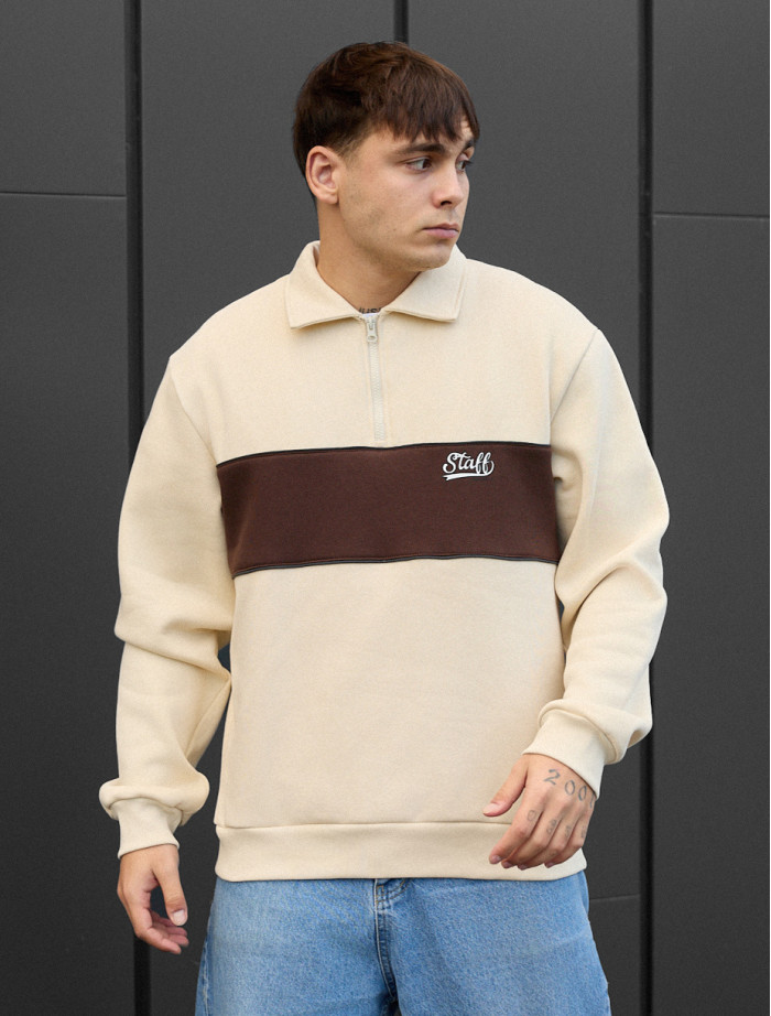 Bluză de trening Staff milk & brown oversize fleece