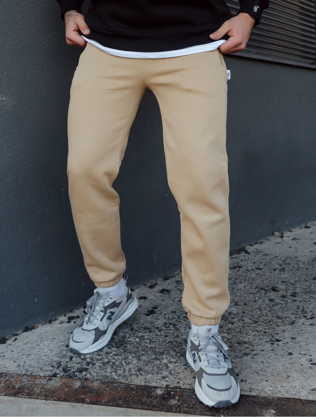 Pantaloni de trening Staff beige fleece