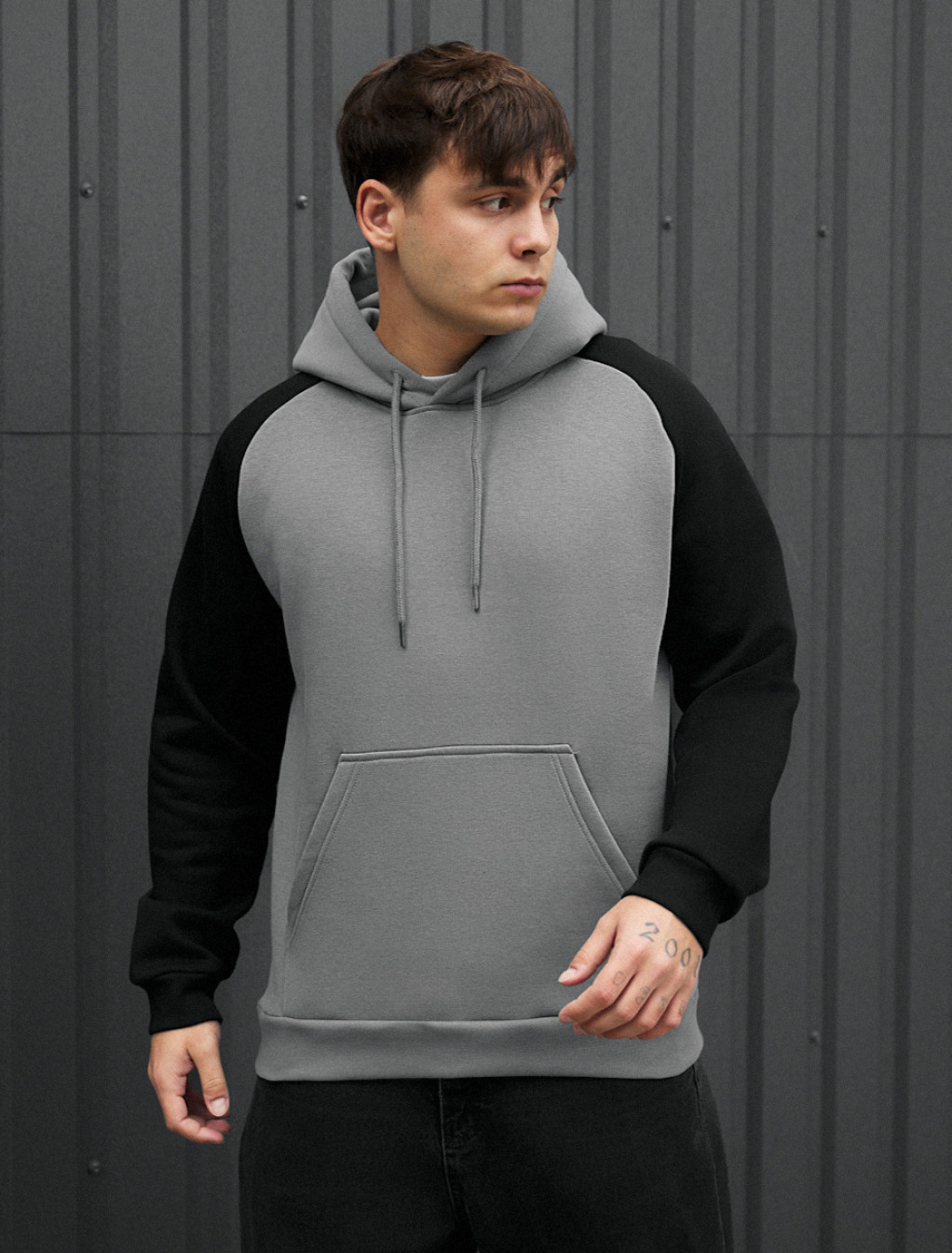 Hanorac Staff gray & black oversize fleece