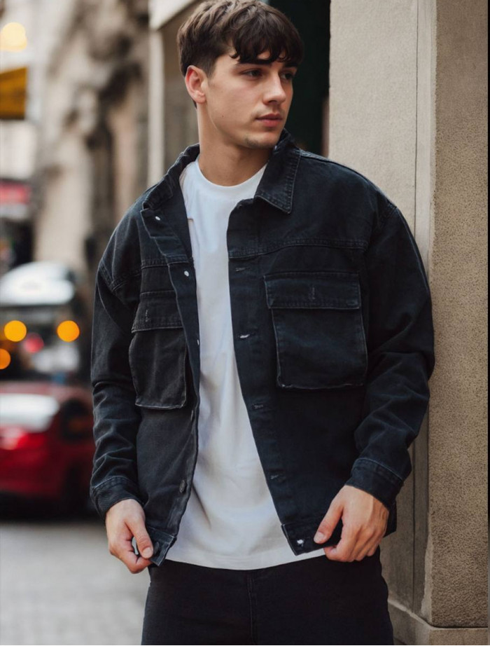Jachetă din denim Staff 02 black oversize