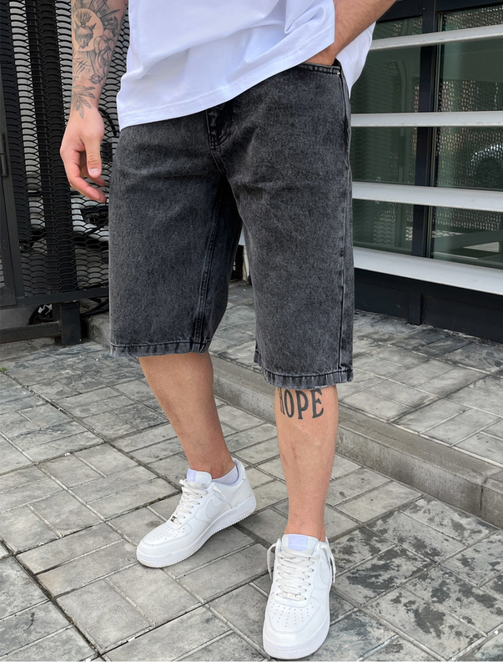 Pantaloni scurți din denim Staff baggy c3 gray