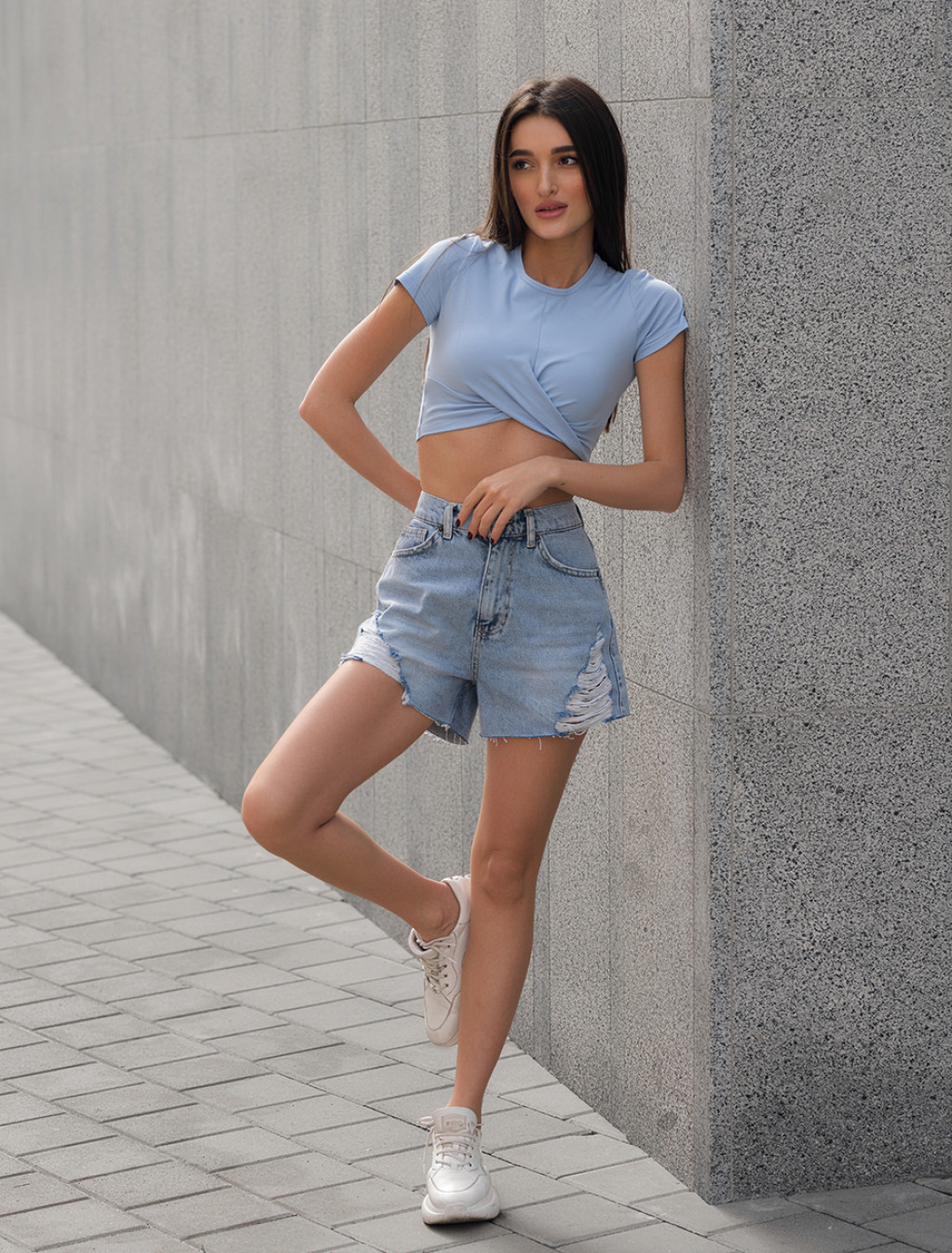 Pantaloni scurți din denim de damă Staff c2 light blue