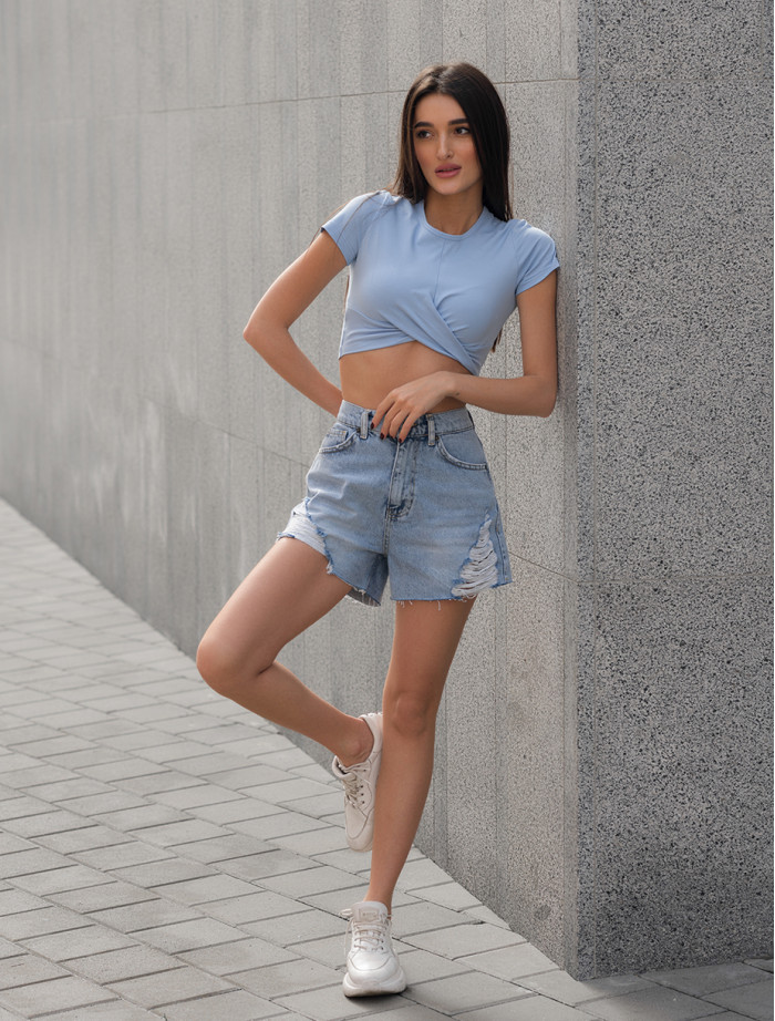 Pantaloni scurți din denim de damă Staff c2 light blue