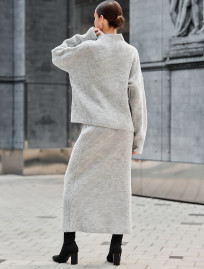 Costum tricotat de damă Staff soft gray oversize