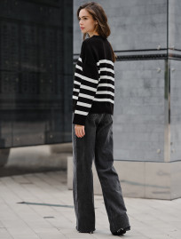 Pulover tricotat de damă Staff el black & white oversize