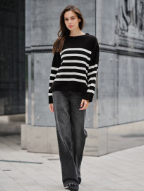 Pulover tricotat de damă Staff el black & white oversize