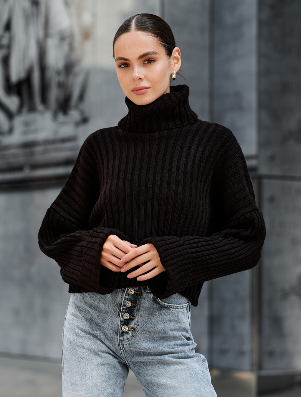 Pulover tricotat de damă Staff nalle black