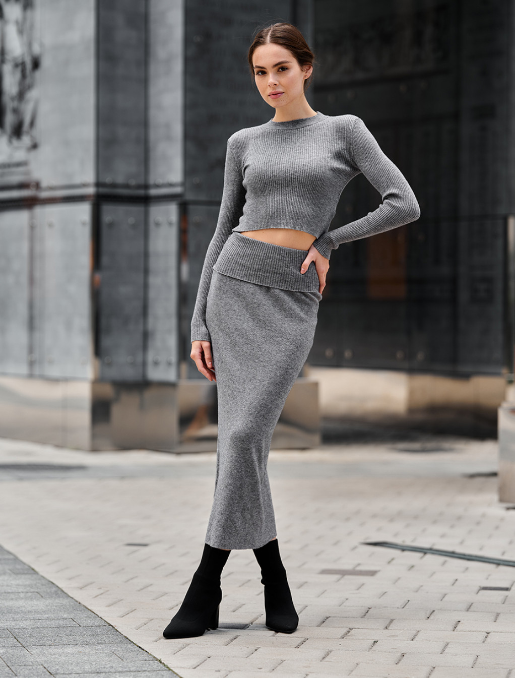 Costum tricotat de damă Staff graphite