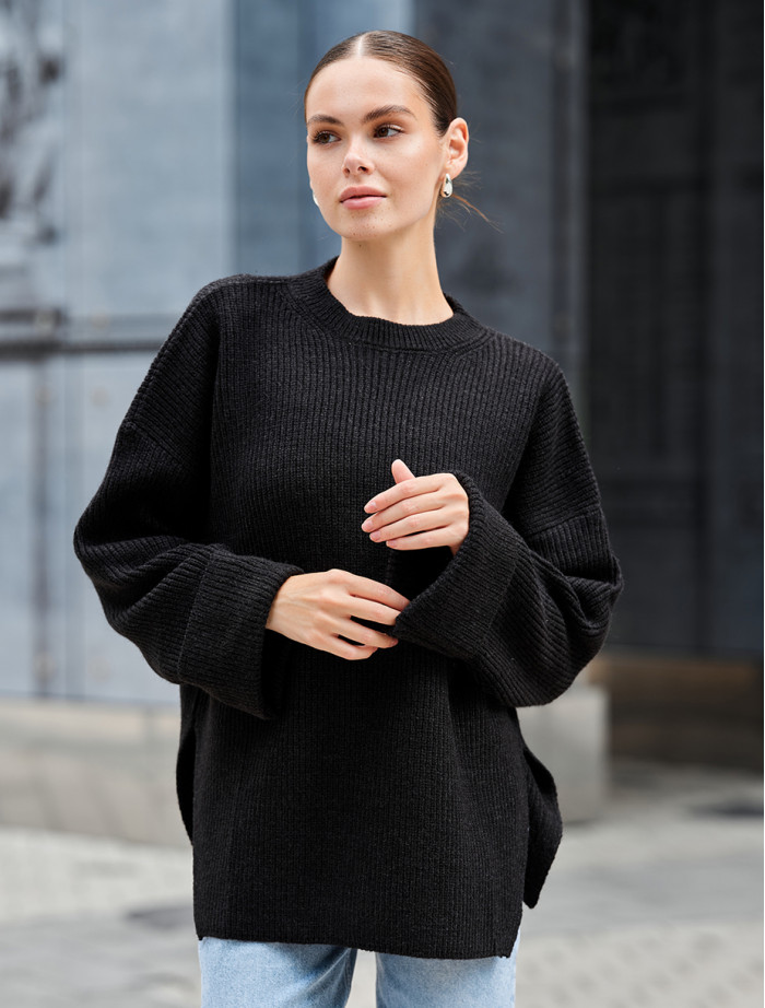 Pulover tricotat de damă Staff lun black oversize