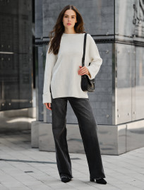 Pulover tricotat de damă Staff lun white oversize