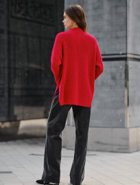 Pulover tricotat de damă Staff lun red oversize