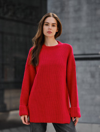 Pulover tricotat de damă Staff lun red oversize