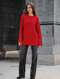 Pulover tricotat de damă Staff lun red oversize