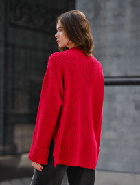 Pulover tricotat de damă Staff lun red oversize