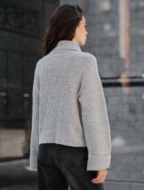 Pulover tricotat de damă Staff soli gray zip