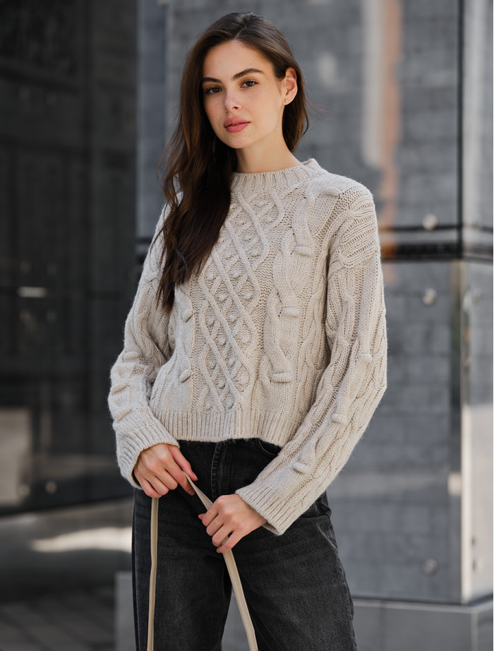 Pulover tricotat de damă Staff sor beige