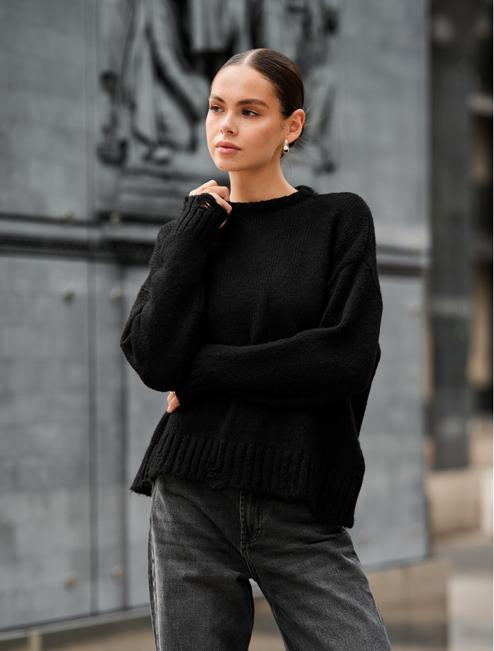 Pulover tricotat de damă  Staff fiora black